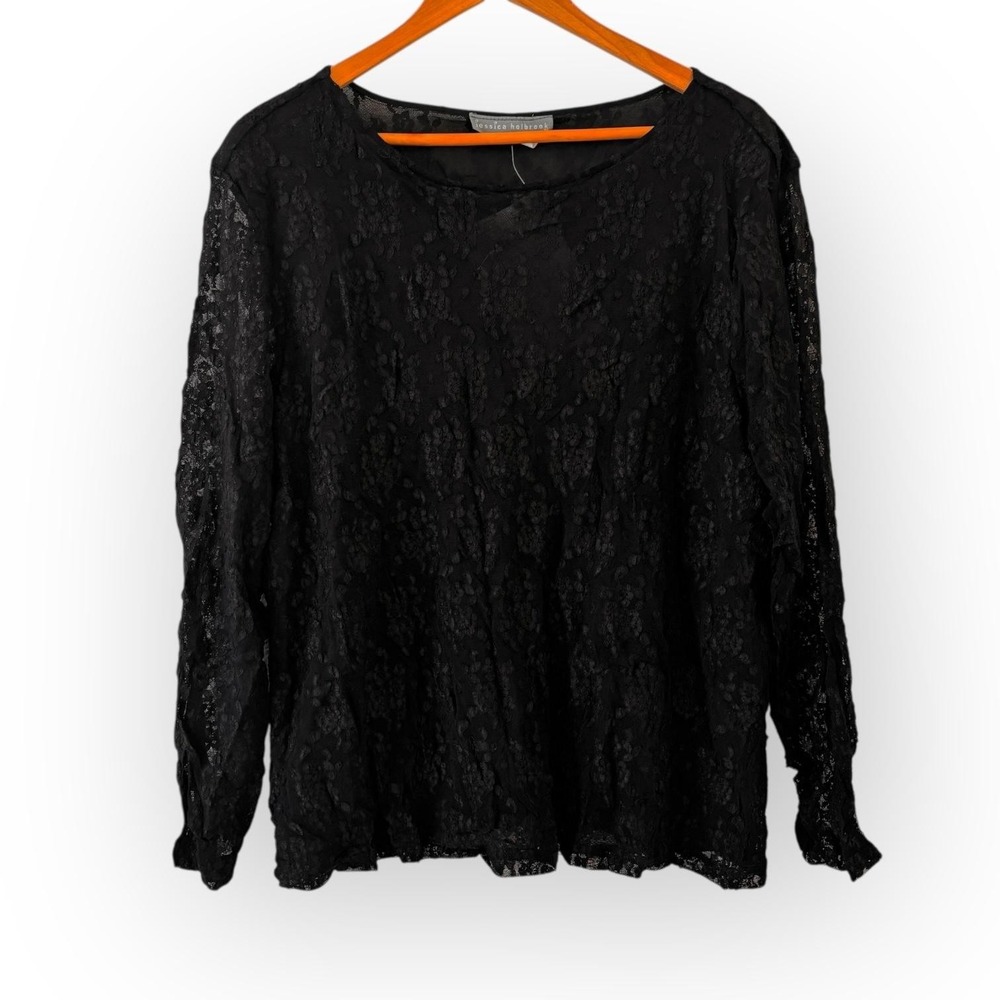 Jessica Holbrook QVC Black‎ Lace Top Size 3X Office Party Formal Feminine NEW